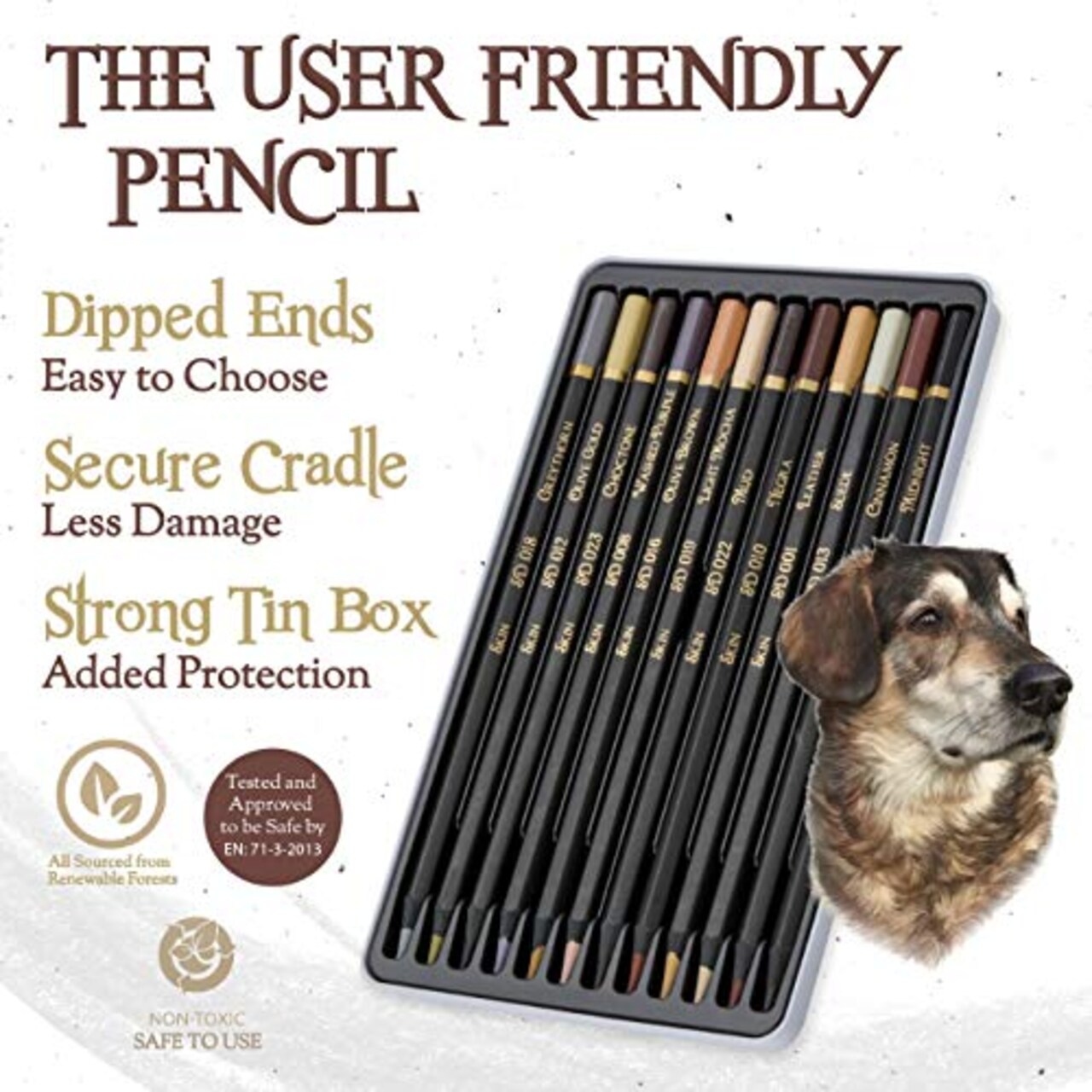 Skin Tone Colored Pencils for Adult Coloring - 12 Color Pencils for Portraits and Skintone Artists - A Complete Color Range - Now With Light Fast Ratings.